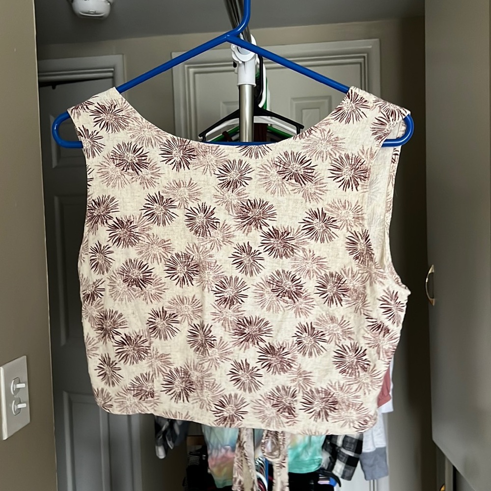 Cream/Brown Reversible SHEIN Crop Top — L